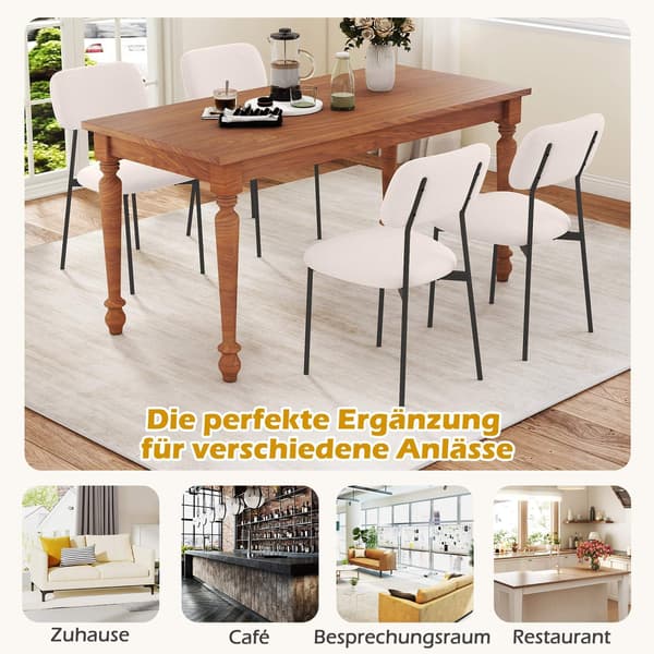 Spisestoler sett med 4, beige lin, metallben