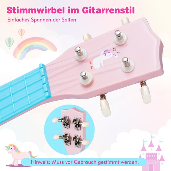 21-tums rosa ukulele för barn, nylonsträngar, nybörjarvänlig