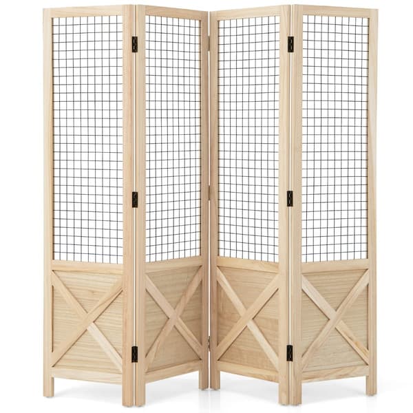 Sammenklappelig rumdeler, 151x144 cm, 4-panels træskærm