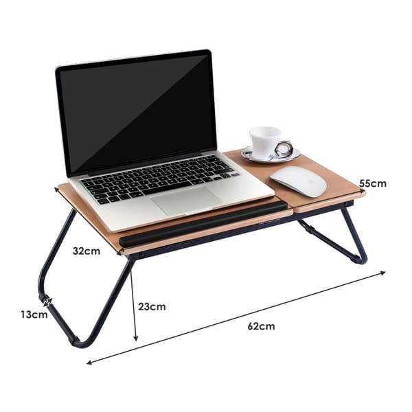 Sammenklappeligt laptopbord med vippeplade, 4 vinkler, sort