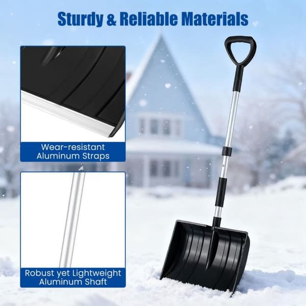 Snøspade, lett D-grep, aluminiumskant, svart