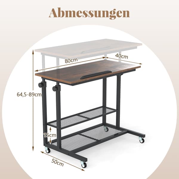 Justerbart rullende nattbord med vippeplate