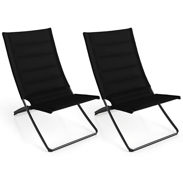 2-delte foldbare strandstole med polstrede sæder, sort