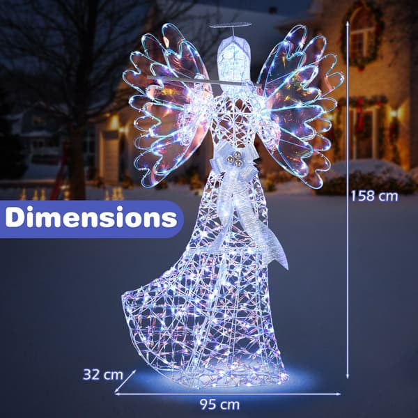 LED-juleengeldekorasjon, 1,58 m, 250 LED-lys, hvit