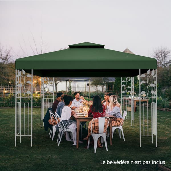 Udskiftningsbaldakin til pavillon 3 x 3 m, dobbeltlags, polyester