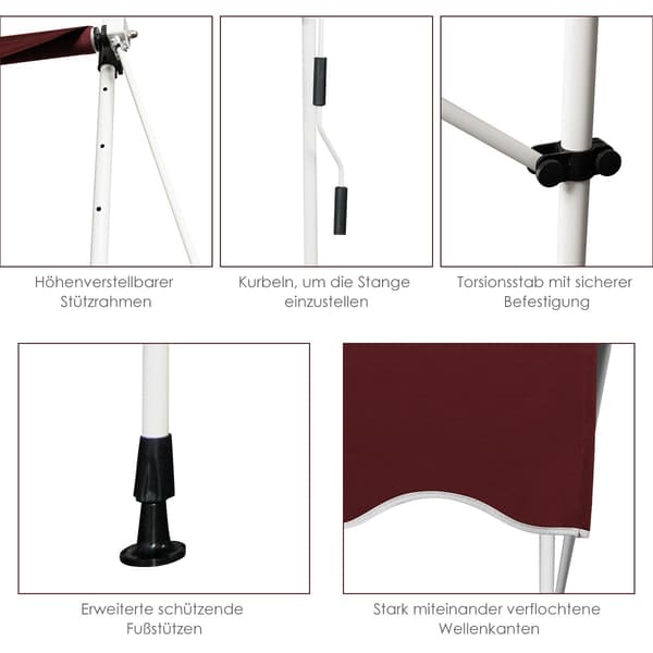Udtrækkelig balkonmarkise, 250 cm, UV-resistent, rød