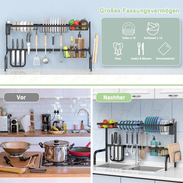 Justerbar diskställ över diskbänken, 2 nivåer, 53-99 cm