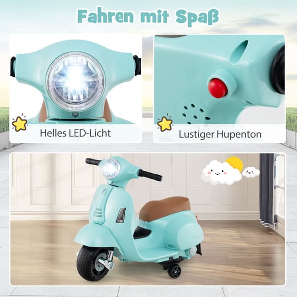 Børne elmotorcykel 6V med LED-forlygte, blå