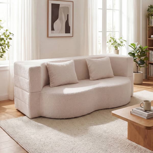 Sammenleggbar sovesofa 192,5 cm, teddyfleece, 2 puter