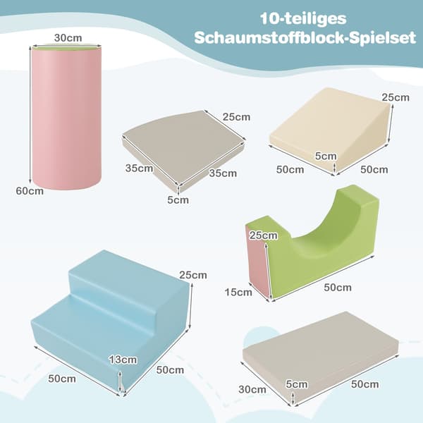 Skumklatreklodser, 10 dele, bløde og sikre