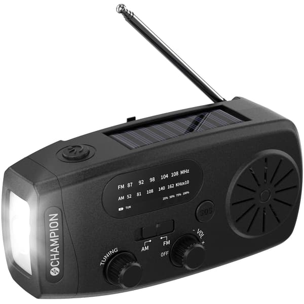 Aurinkokäyttöinen radio taskulampulla, musta