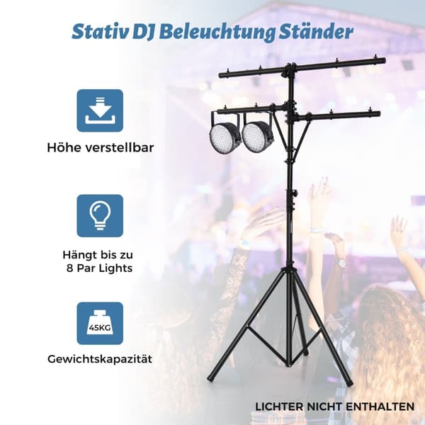 Bærbart lysstativ, justerbar høyde, holder 8 lys
