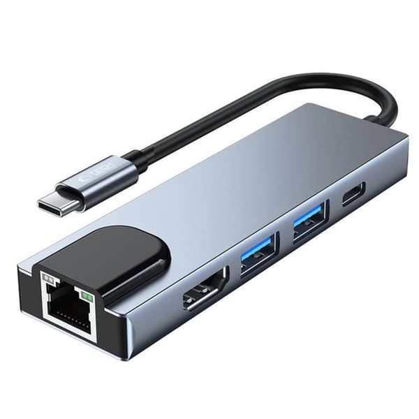 Tech-Protect 5-i-1 USB-C hub til 2x USB-A / USB-C / HDMI / RJ45