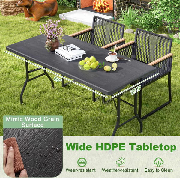 Sammenleggbart piknikbord, HDPE-trestruktur, 152x70 cm