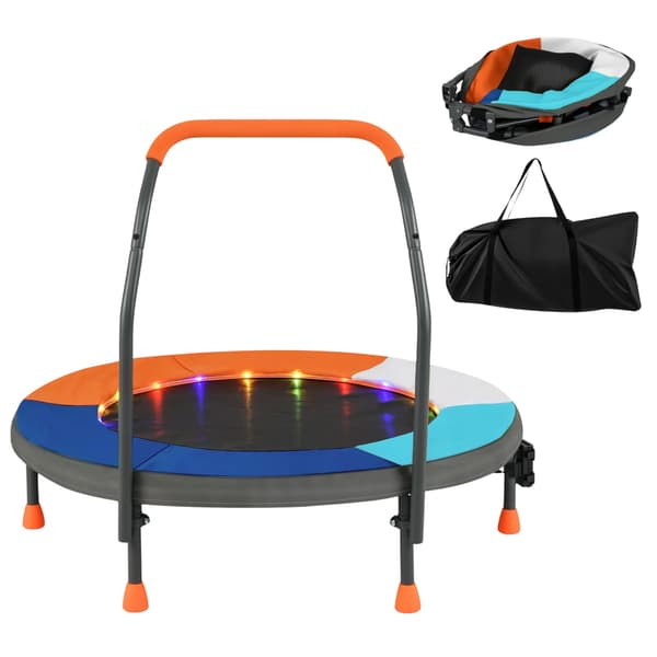 Børne mini trampolin med LED-lys, foldbar, 90 cm
