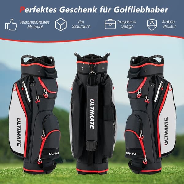 Let golftaske med 14-vejs rumdeler, sort