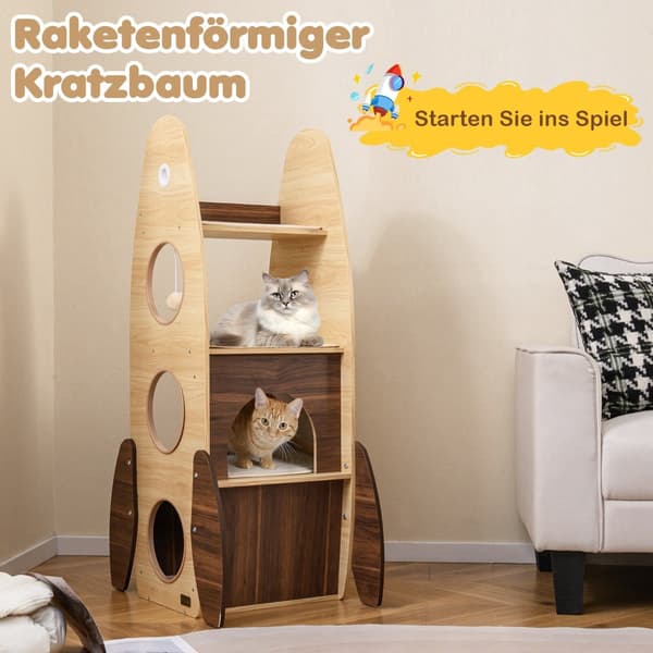 Raketformet kradsetræ med sisalmåtte og platforme