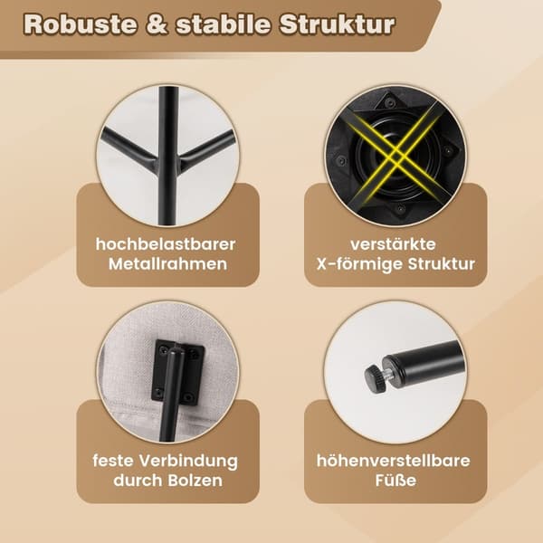Svingbare barkrakker, sett med 2, beige, lintrekk