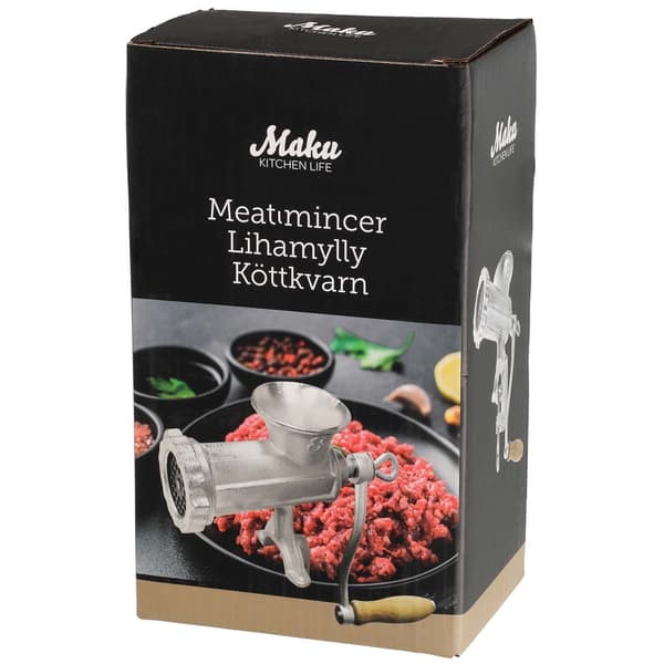 Köttkvarn, rostfritt stål, manuell drift
