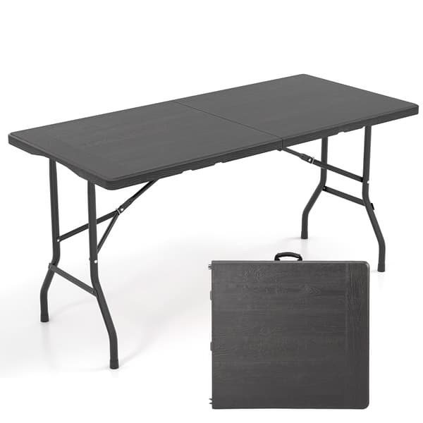 Hopfällbart picknickbord, HDPE träådring, 152x70cm
