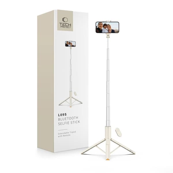 Tech-Protect L09S Selfiestick met Statief – Beige