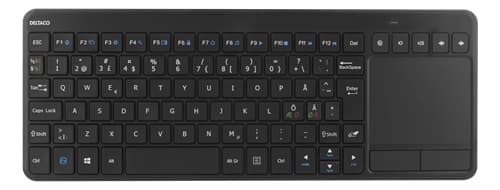 DELTACO TB-504 Trådløst Mini Keyboard, Nordic Layout, Touchpad, USB - Sort