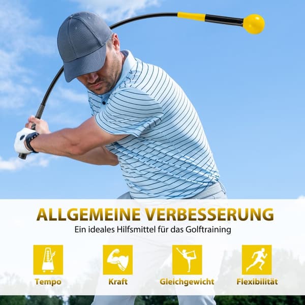 Golfsvingtrener, 100 cm, vekthode, gul