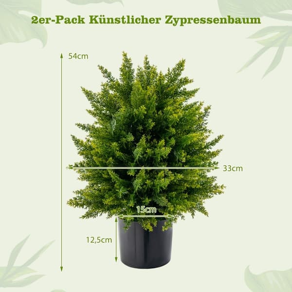 Kunstige cedertræer, topiary, 2-pak, 55 cm, UV-resistente