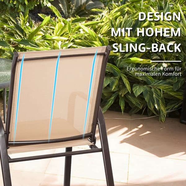 Trädgårdsstolar set om 2, beige, metallram
