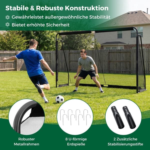 Fodboldmål, metalramme og PE-net, 300 x 200 cm, sort
