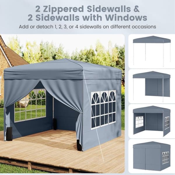 10x10 pop-up telt med 4 sidevegger, grått