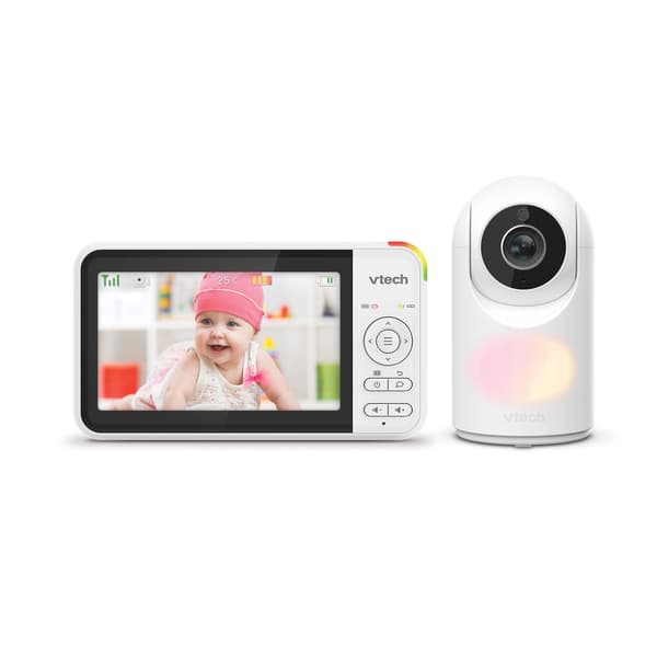 5" videobabymonitor med kamera, nattlys og intercom