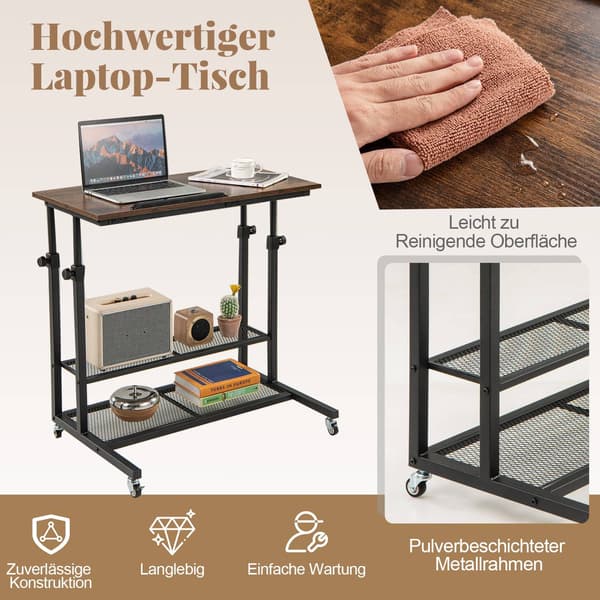 Justerbart rullende nattbord med vippeplate