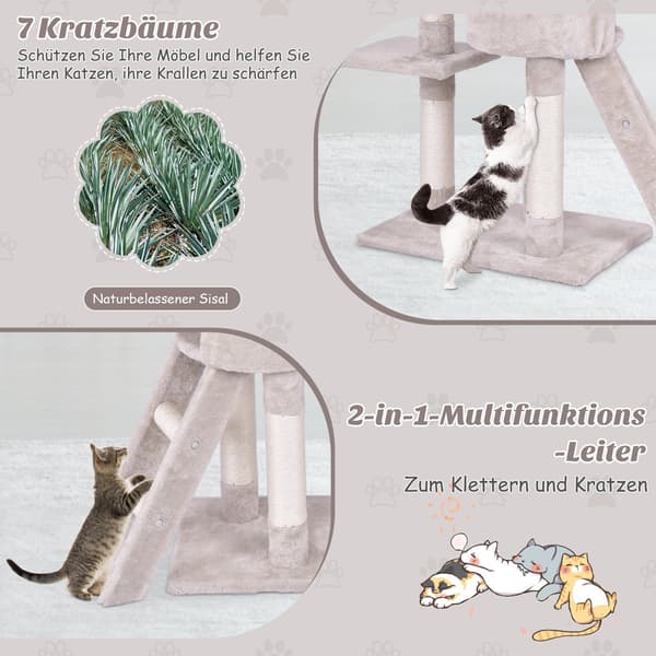 Kradsetræ 140 cm med platforme, sisalstolper, beige