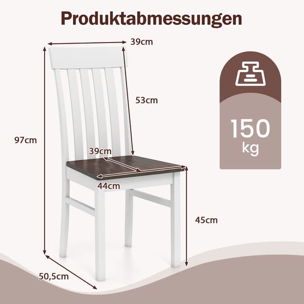 Sæt med 2 spisebordsstole uden armlæn, ergonomisk, brun