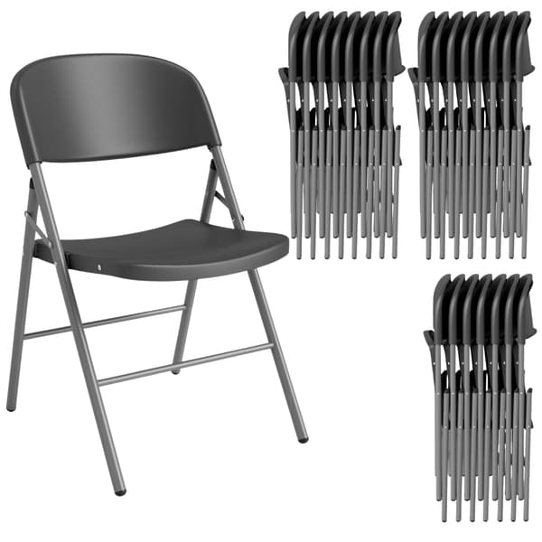 6-pack fällstolar, metall och plast, 150 kg kapacitet, grå