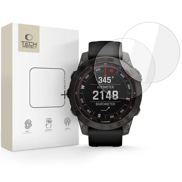 Tech-Protect Glass Fit+ Screen Protector For Garmin Fenix 7/7 Pro, 2-Pack