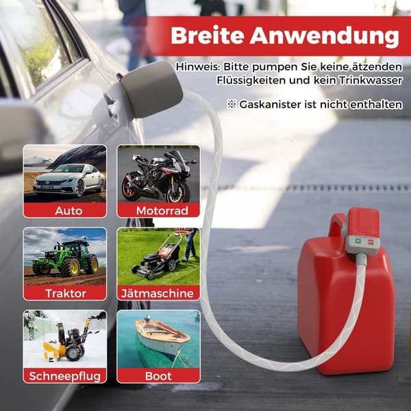 Brændstofoverførselspumpe med autostopsensor og 3 adaptere