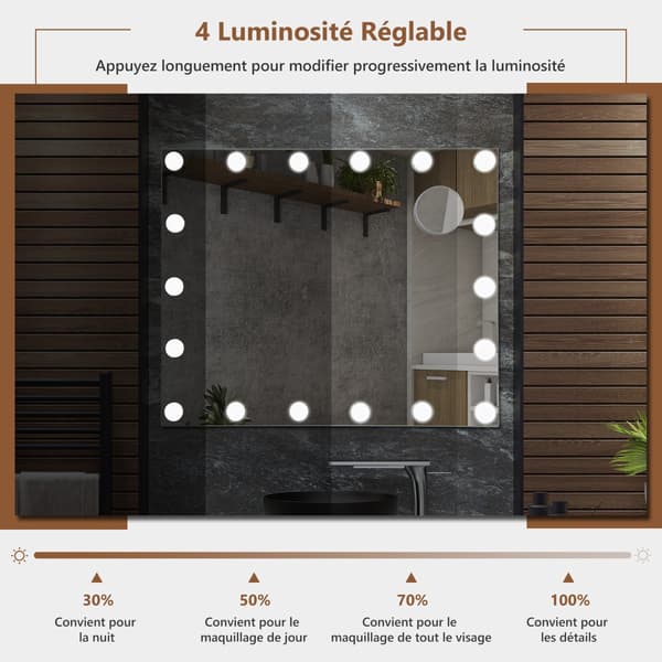 Oplyst makeupspejl, 18 LED'er, touch, 3 tilstande, 3X