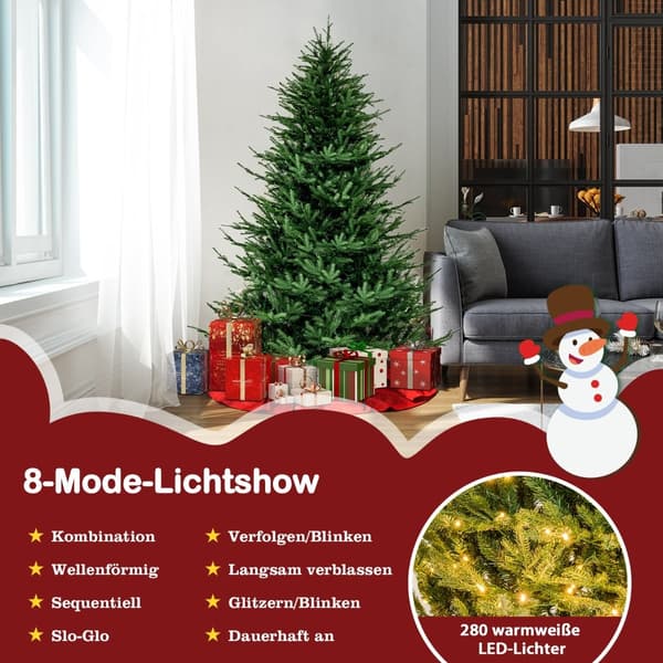 183 cm kunstig juletre med 280 LED-lys