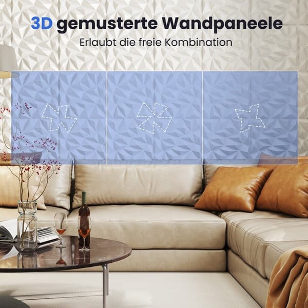 3D-väggpaneler, diamantmönster, 20-pack, 5 m² täckning