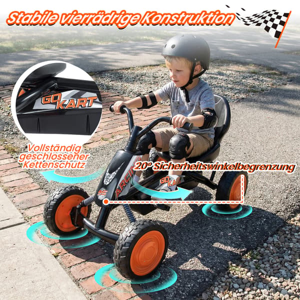 Børne-gokart med justerbart sæde, sort, alder 3-8