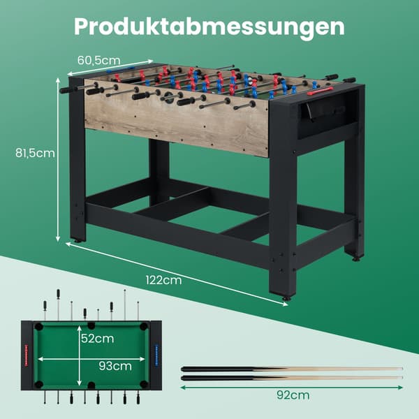 2-i-1 bordfodbold- og billardbord – kompakt, stabilt design