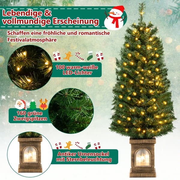 120 cm kunstig juletre med timer og forhåndsbelysning