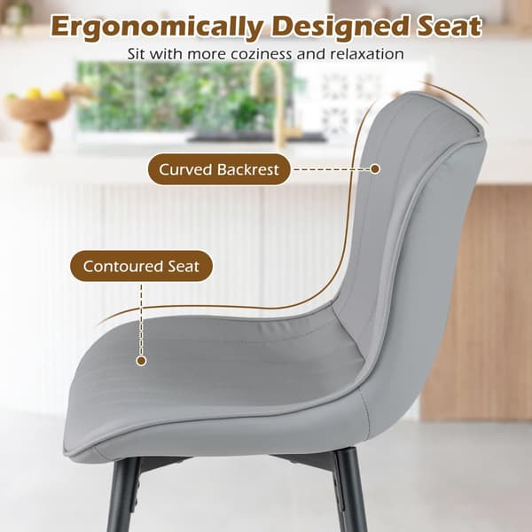 Set med 2 ergonomiska barstolar med stoppad sits, grå
