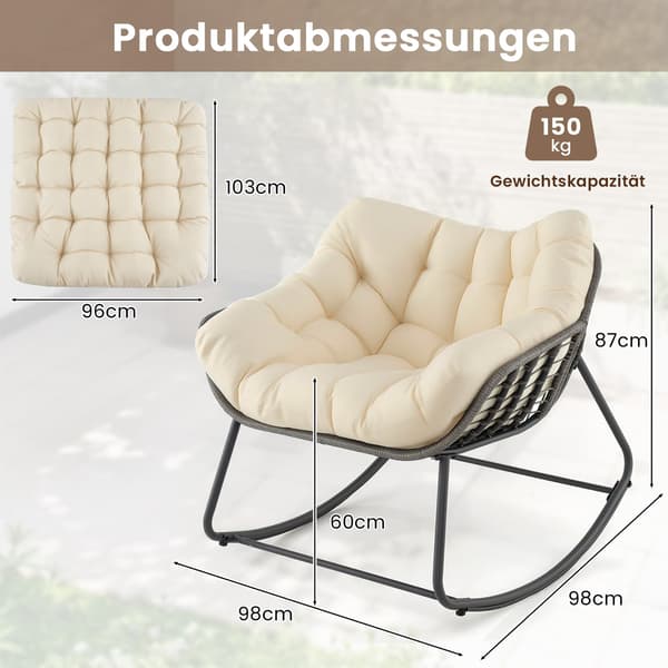 Overdimensjonert uteplassstol med rotting og egg, beige