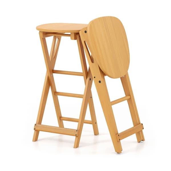 Sammenleggbare barkrakker i bambus, sett med 2, 61 cm setehøyde