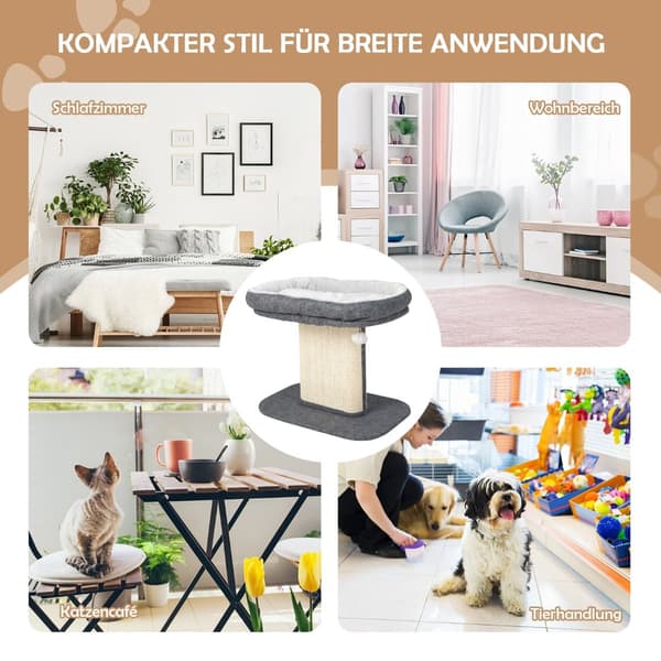 Kloretre med plysjsete og sisal klorebrett, grått