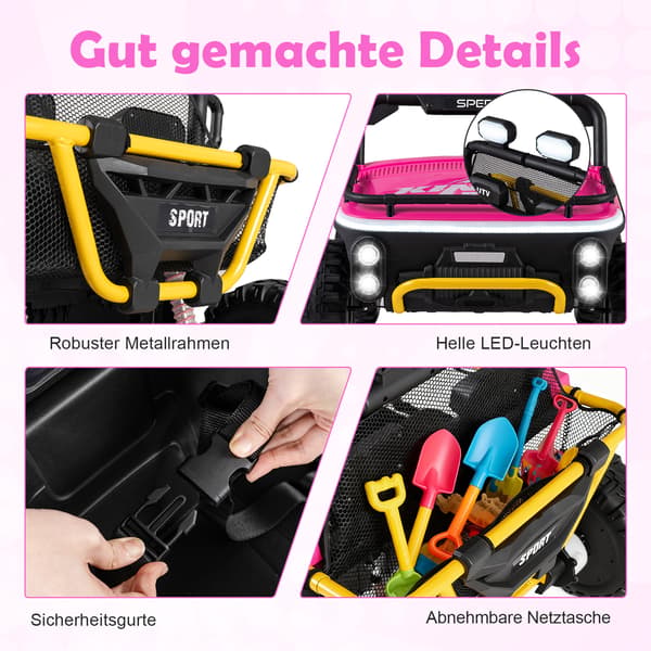 24V elektrisk åkbil för barn, 2-sits, rosa