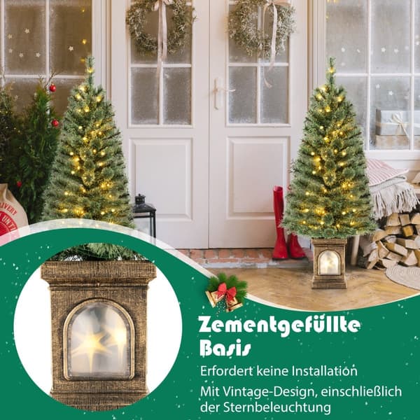 120 cm kunstig juletre med timer og forhåndsbelysning